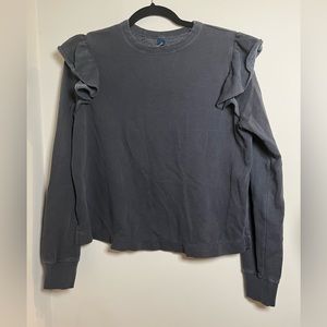 Old Navy Gray Ruffle Trim French-Terry Cropped Sweatshirt Size S Women